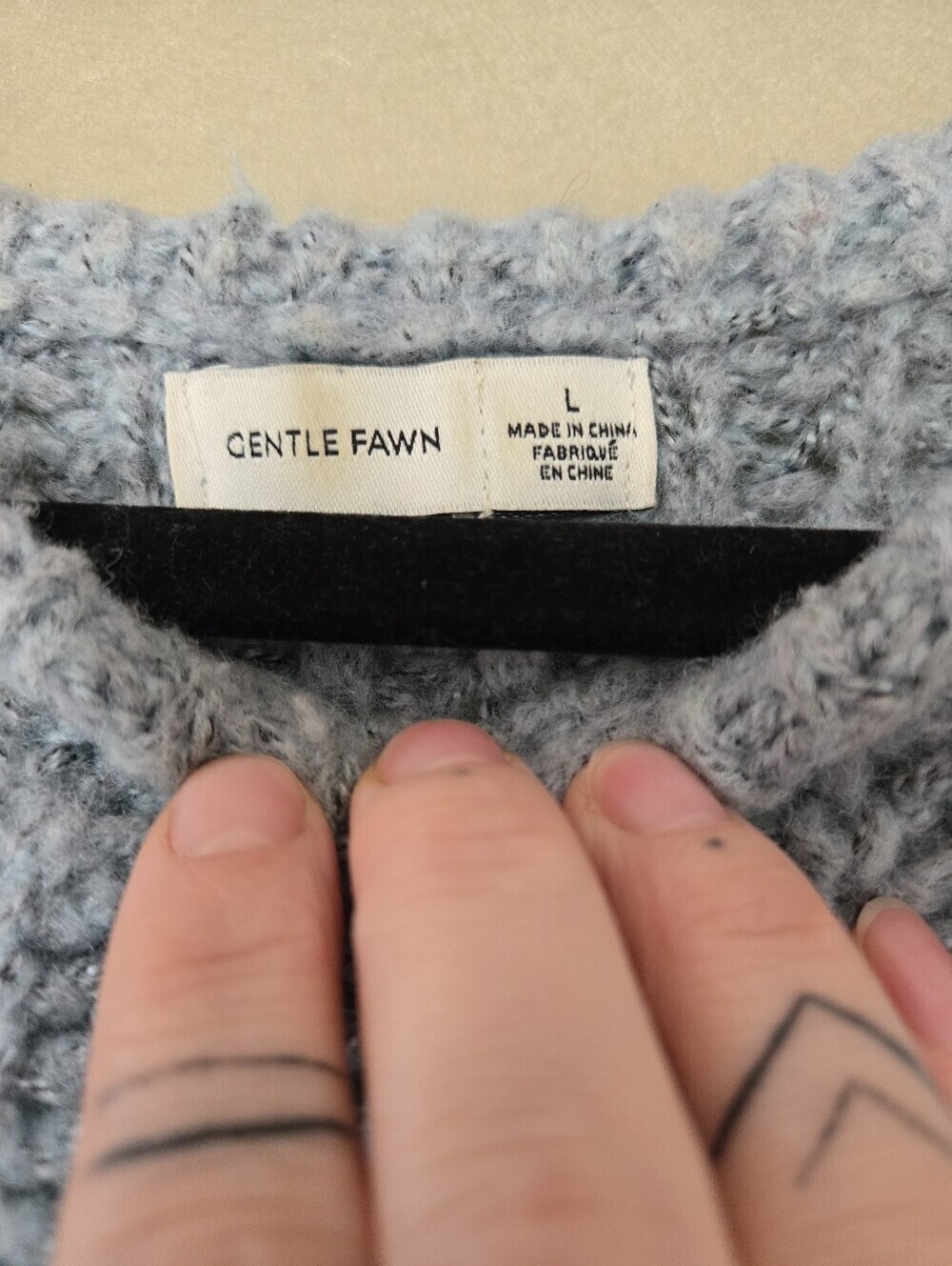 Gentle Fawn (136$) | Light Blue Chunky Knit Crewneck Sweater, Size L - Picture 4 of 8
